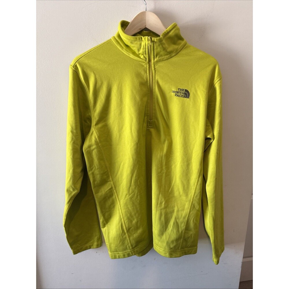 The North Face Men M Fleece Tech Glacier 1/4 Zip Pullover Green Yellow